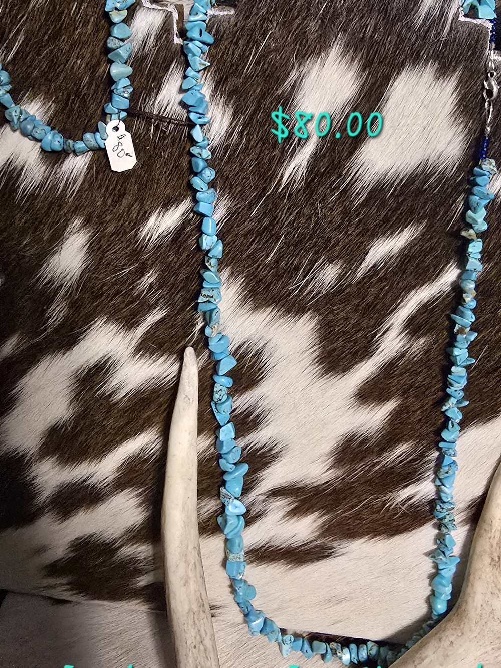 Turquoise Bead Necklace and Bracelet - Bright Blue